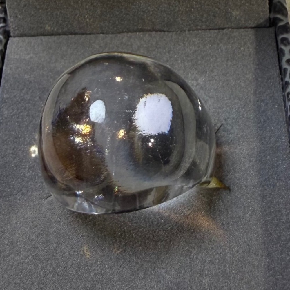 Lalique Cabochon Crystal Ring Size 6.5/7 Clear Dome French Designer